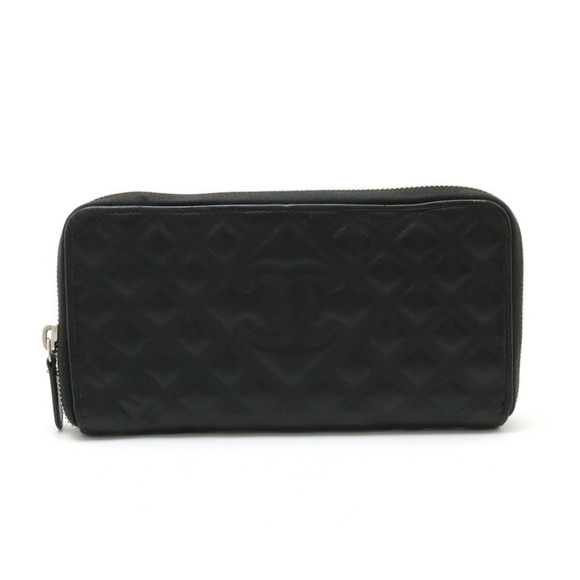 CHANEL Black Diamond Leather Coco Mark Wallet - Picture 1 of 10
